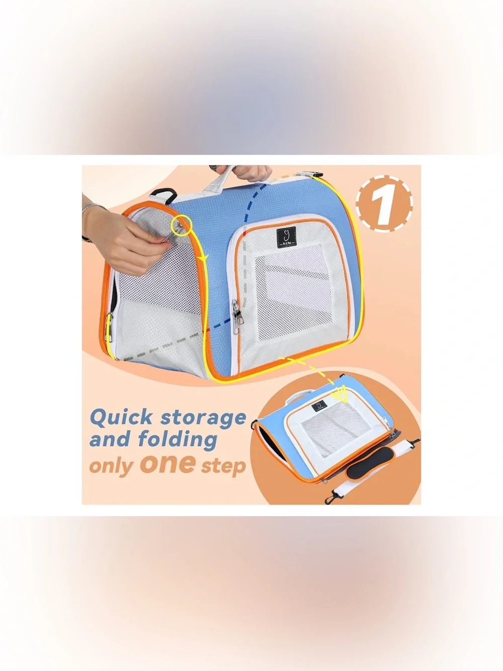 A 4 Pet Cat Dog Carrier Airline Approved Soft Sided Foldable Blue Orange New